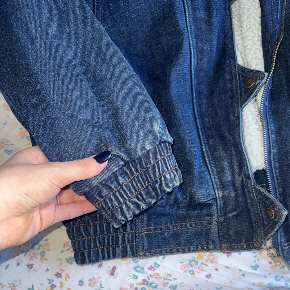 Men's Vintage Dark Blue Denim Bomber Jacket